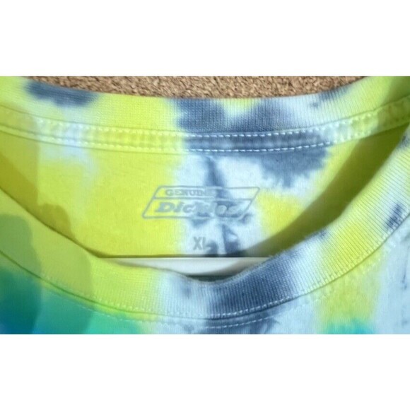 Dickies Shirt Adult XL Blue Tie Dye Pocket Short Sleeve Crew Neck Work - Picture 3 of 7